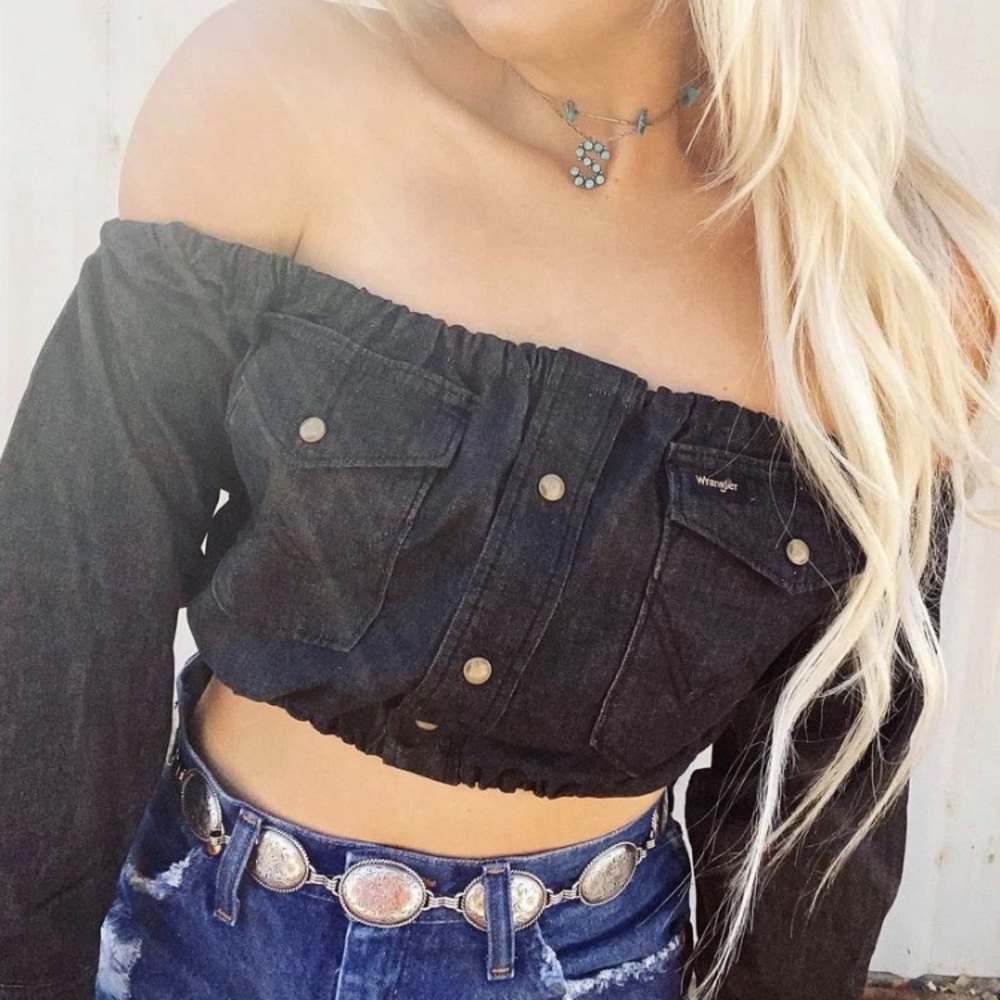 Wrangler, cropped pearl snap